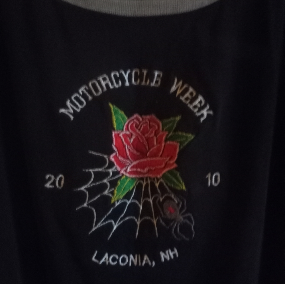 Embroidered Rose & Spiderweb Laconia Bike/Motorcycle Week 2010 Long Sleeve